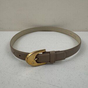 Liz Claiborne Vintage Triangle Cream Leather Belt Gold Buckle Medium